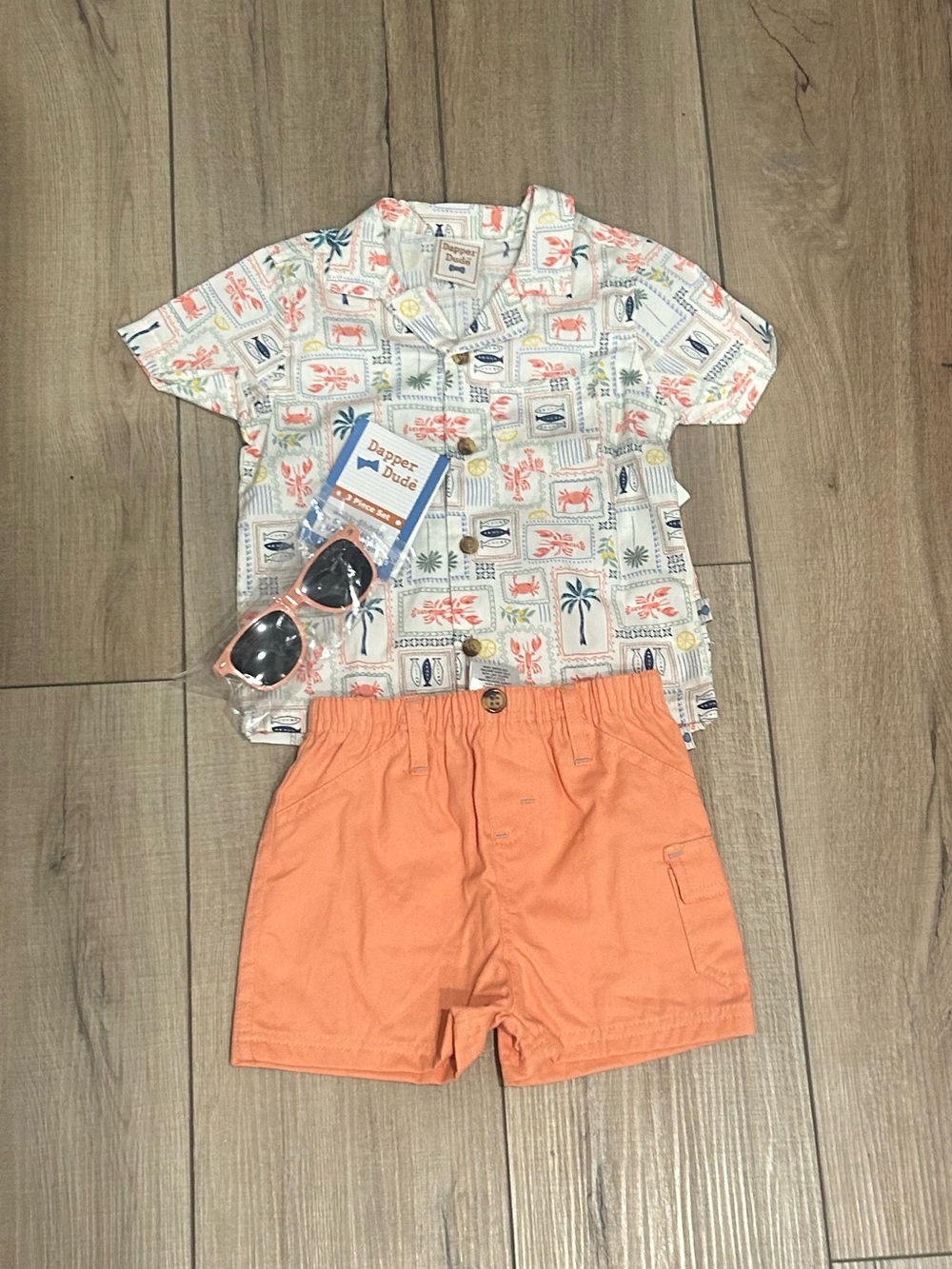 Baby Boy Dapper Dude Tropical Shirt and Short Set - Sz 18M